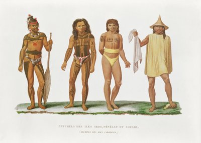 Natives of the islands of Iros, Penelap and Aouara in the Caroline Islands archipelago by French School